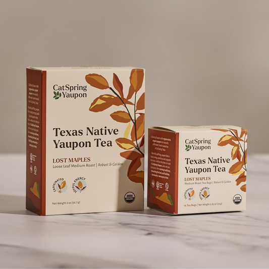 Lost Maples Medium Roast Yaupon – Bold & Complex  –  Loose Leaf & Teabags