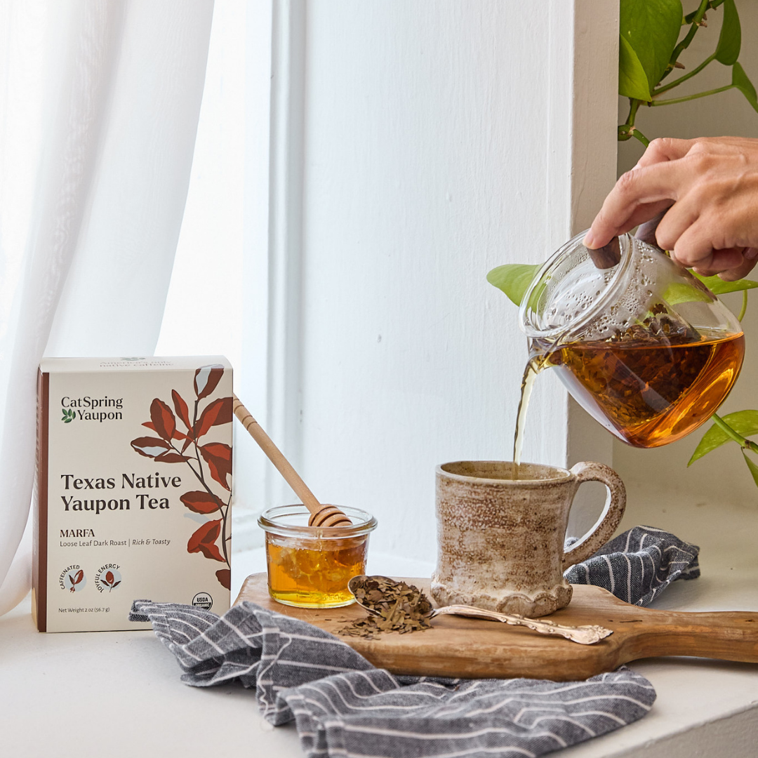 Marfa Dark Roast Yaupon – Rich & Toasty - Loose Leaf and Teabags